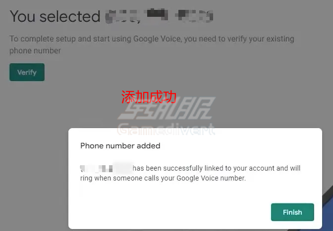 添加成功，Google Voice账号购买，Google Voice账号注册流程，Google Voice账号充值，Google Voice账号注册准备，Google Voice账号如何保号