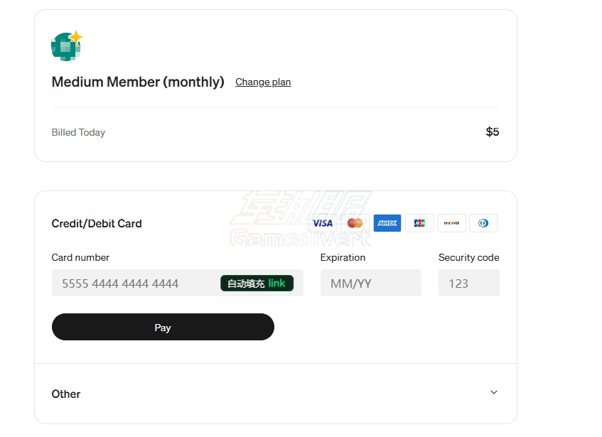 在支付按钮填写相关信息 Medium,Medium是什么,Mediumz注册,Medium会员,Medium Member,Medium官网,Medium账号,文章创作,Medium下载