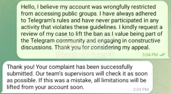 填写申诉内容 Telegram,电报,Telegram无法发送消息,Telegram账号购买,Telegram群组发言限制,Telegram申诉流程,SpamBot申诉步骤,Telegram解封方法,Telegram成品账号