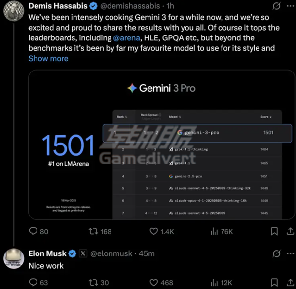 1763719452822935.png OpenAI联合创始人兼CEO萨姆·阿尔特曼与xAI创始人埃隆·马斯克先后向谷歌发来“贺电”.png