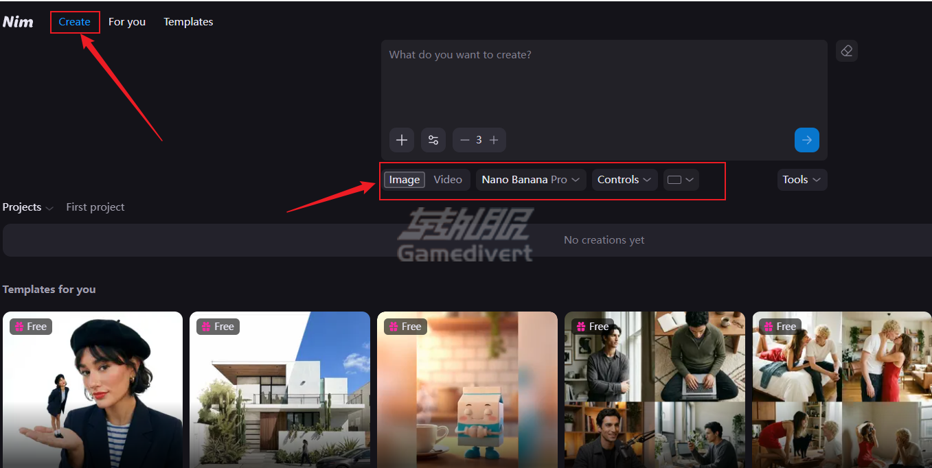 选择创作模式 Nim, Nim Video, Nim Video代充, Nim Video会员, Nim Video订阅, Nim Video账号, Nim Video购买, Nim Video教程, AI视频生成, 文字转视频, 图片转视频