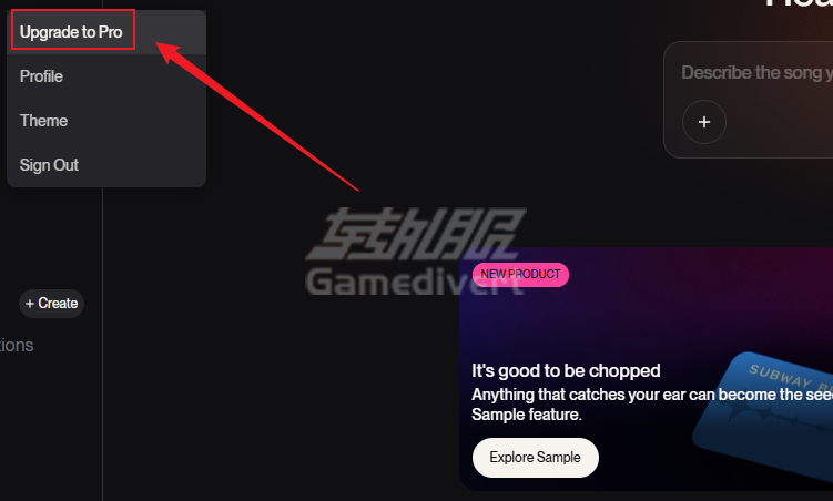 在个人账户页面选择充值选项 Suno AI, Suno AI官网, Suno AI注册教程, Suno AI充值, Suno AI订阅, Suno AI会员代充, Suno AI支付失败解决, AI音乐生成器, AI作曲工具, Suno AI中文教程, Suno AI版权, AI写歌, Suno AI Pro会员, AI音频制作, Suno积分充值, Suno代订阅服务